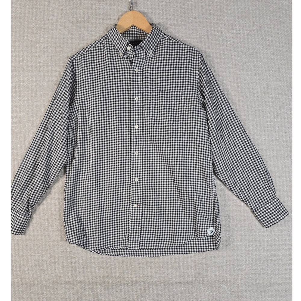 Cremieux Collection Mens Medium Black White Gingham Cotton Button Down Shirt